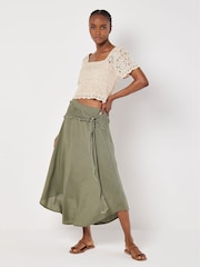 Apricot Green Coconut Raw Edge Belt Skirt - Image 3 of 4