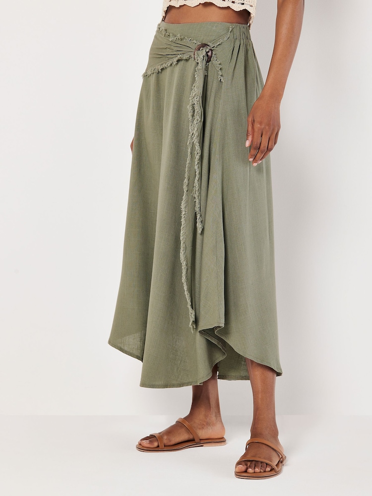 Apricot Green Coconut Raw Edge Belt Skirt - Image 4 of 4