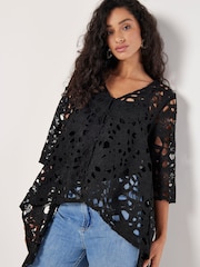 Apricot Black Guipure Extreme Top Cardigan - Image 3 of 4