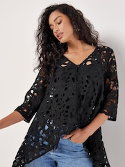 Apricot Black Guipure Extreme Top Cardigan - Image 4 of 4