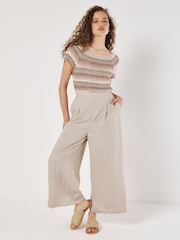 Apricot Pink Hand Knitted Crochet Stripes Top - Image 4 of 4