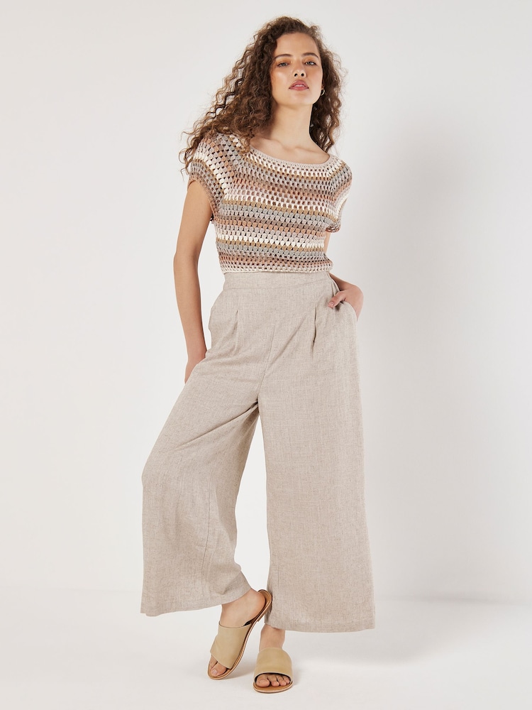 Apricot Pink Hand Knitted Crochet Stripes Top - Image 4 of 4