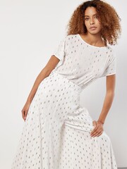 Apricot White Foil Speckle Flowy Trousers - Image 3 of 4