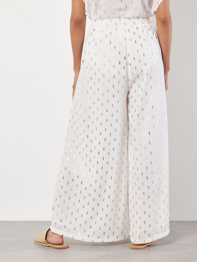 Apricot White Foil Speckle Flowy Trousers - Image 4 of 4