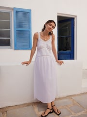 Белый - Embroidered Cami Midi Dress - Image 1 of 10