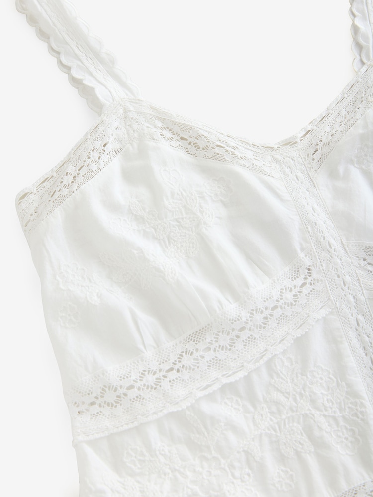 Белый - Embroidered Cami Midi Dress - Image 10 of 10
