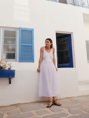 Белый - Embroidered Cami Midi Dress - Image 2 of 10