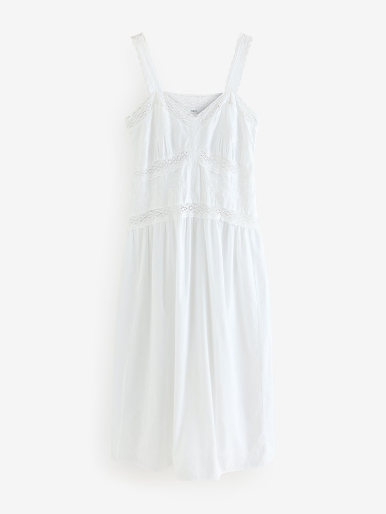 White Embroidered Cami Midi Dress - Image 8 of 10