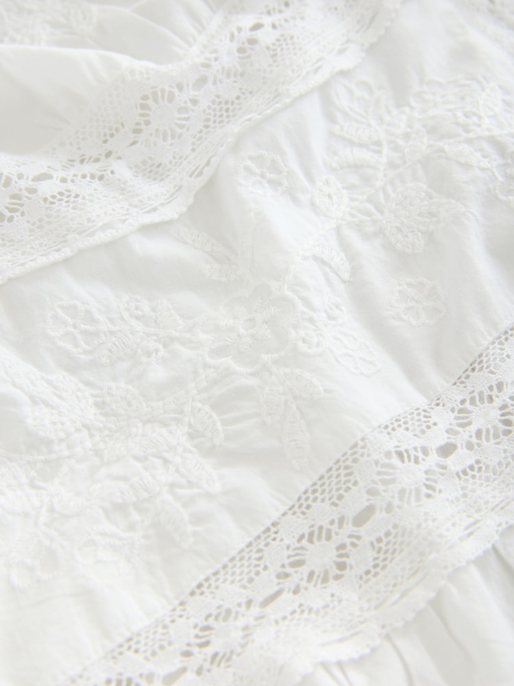 White Embroidered Cami Midi Dress - Image 9 of 10