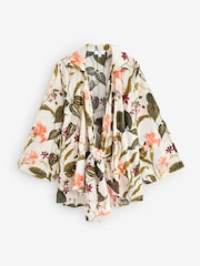 White/Coral 100% Cotton Tie Cover-Up - Image 7 of 9