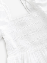 White Puff Sleeve Off Shoulder Midi Dress - Image 11 of 11