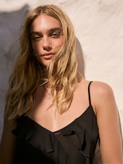 Black Ruffle Midi Slip Summer Dress - Image 4 of 4