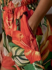 Red/Green Bandeau Shirred 100% Cotton Playsuit - Image 5 of 8