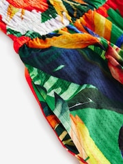 Red/Green Bandeau Shirred 100% Cotton Playsuit - Image 7 of 8