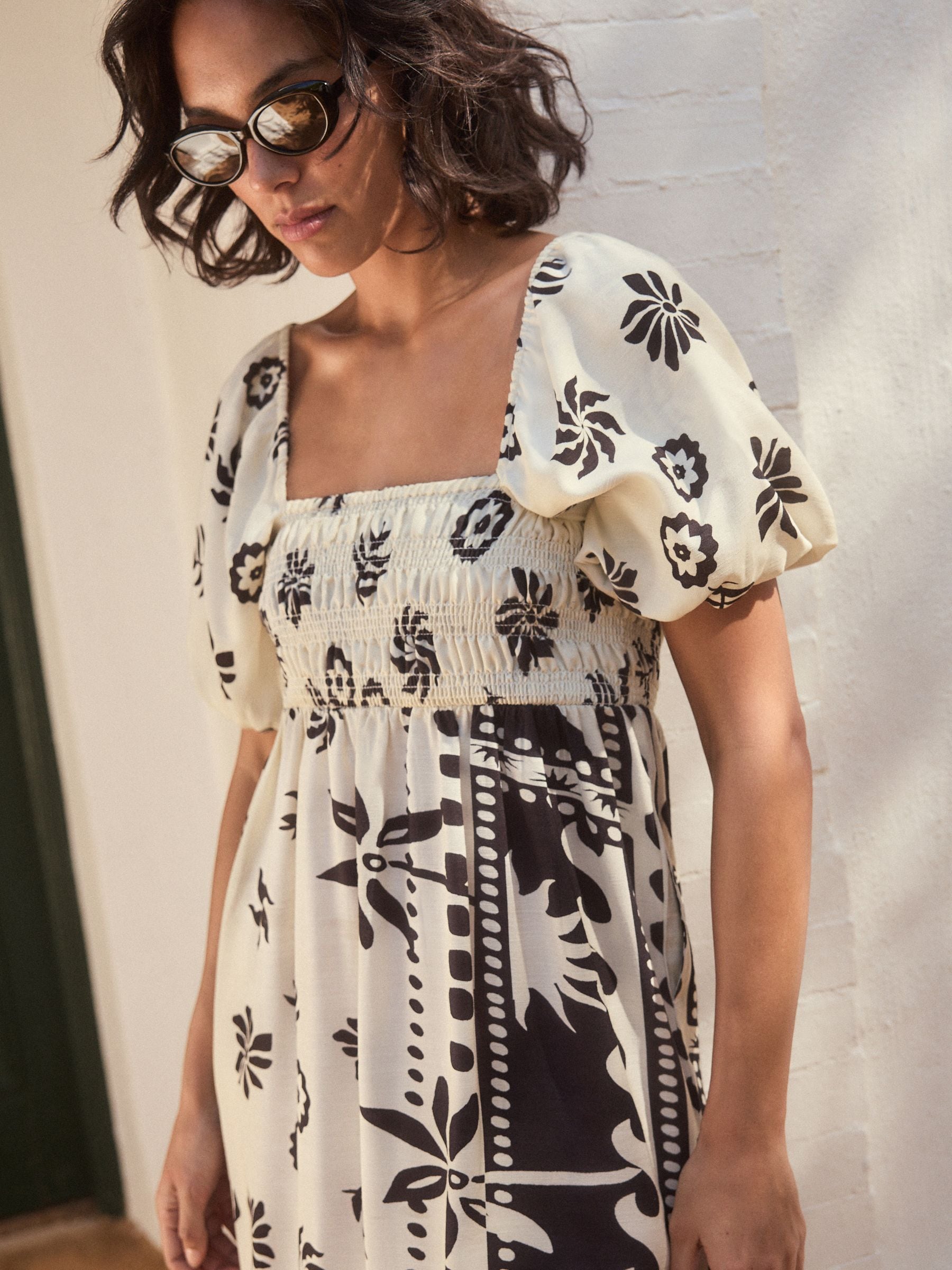 Buy Monochrome Puff Sleeve Off Shoulder Midi Dress from Next USA