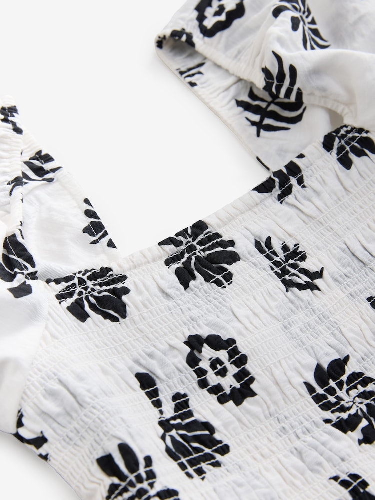 Monochrome Puff Sleeve Off Shoulder Midi Dress - Image 8 of 8 Monochrome Puff Sleeve Off Shoulder Midi Dress - Image 8 of 8