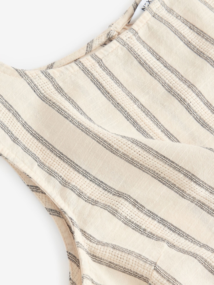 Green/Ecru 100% Cotton Striped Shell Top - Image 8 of 8