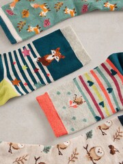White Stuff Blue Woodland Animals Socks 4 Pack - Image 2 of 4