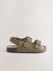 Neutral Wide Fit (G) Double Buckle Cushioned Footbed Sandals - Image 2 of 6