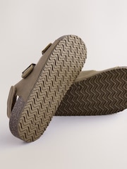 Neutral Wide Fit (G) Double Buckle Cushioned Footbed Sandals - Image 4 of 6
