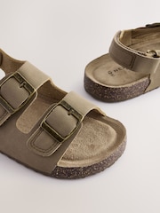 Neutral Wide Fit (G) Double Buckle Cushioned Footbed Sandals - Image 5 of 6