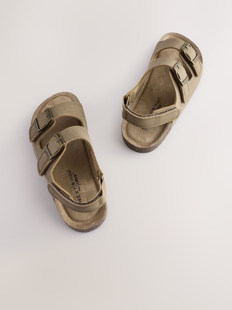 Neutral Wide Fit (G) Double Buckle Cushioned Footbed Sandals - Image 6 of 6