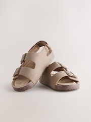 Neutral Wide Fit (G) Double Buckle Cushioned Footbed Sandals - Image 7 of 8