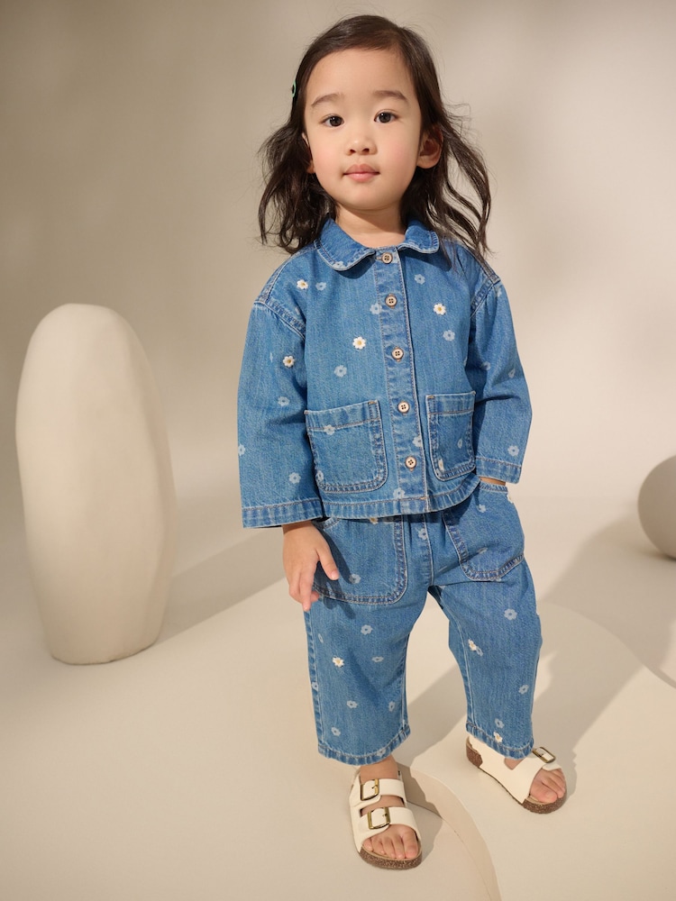 Denim Lightwash Daisy Corduroy 100% Cotton Jeans (3mths-7yrs) - Image 1 of 7