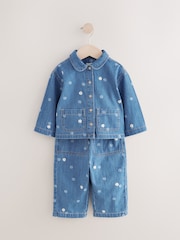 Denim Lightwash Daisy Corduroy 100% Cotton Jeans (3mths-7yrs) - Image 4 of 7