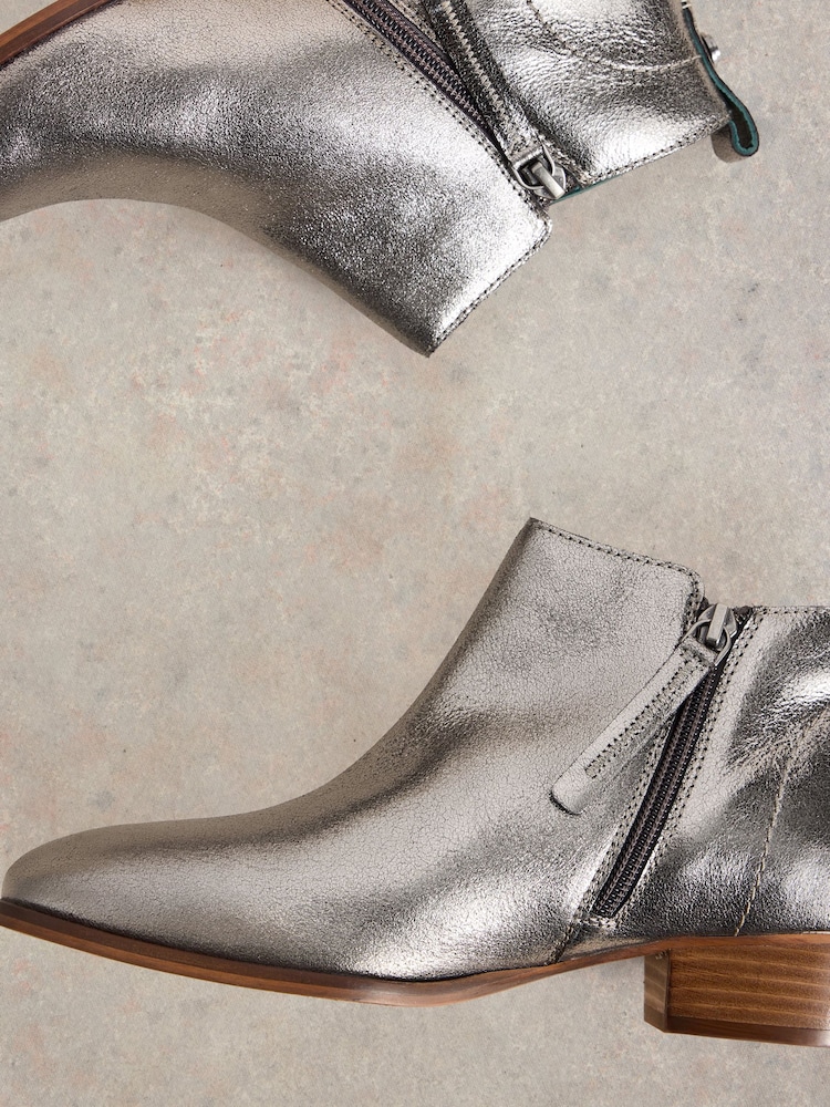 White Stuff Metallic Willow Leather Ankle Boots - Image 4 of 4