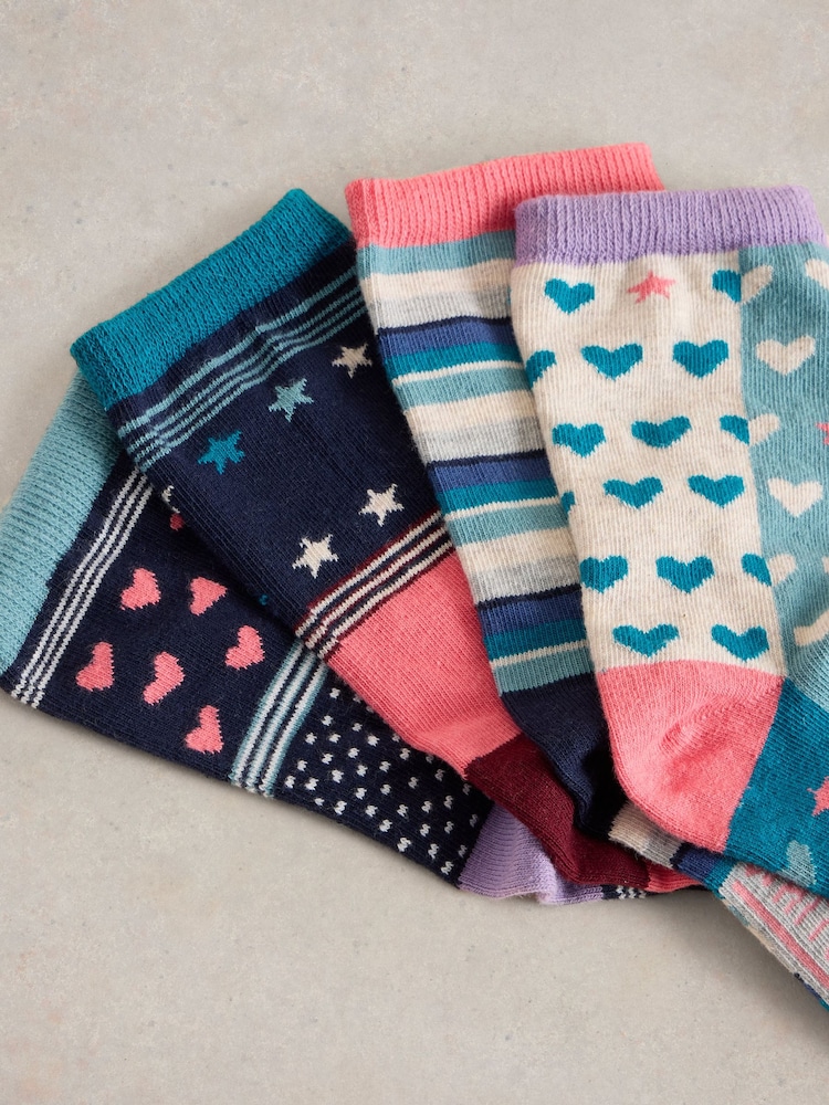 White Stuff Blue Hotch Potch Ankle Socks 4 Pack - Image 2 of 4 White Stuff Blue Hotch Potch Ankle Socks 4 Pack - Image 2 of 4