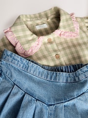 Green Gingham Shirt & Denim Trousers Set (3mths-7yrs) - Image 7 of 10