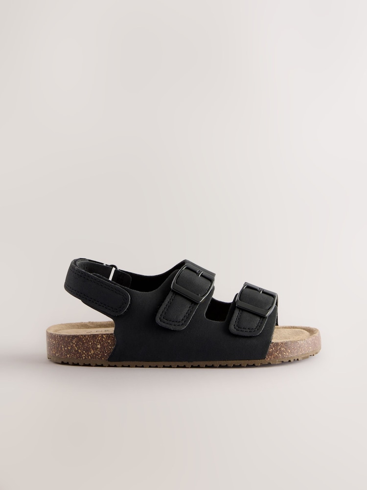 Schwarz - Sandalen mit zwei Schnallenriemen und gepolstertem Fußbett - Bild 2 von 5 Schwarz - Sandalen mit zwei Schnallenriemen und gepolstertem Fußbett - Bild 2 von 5