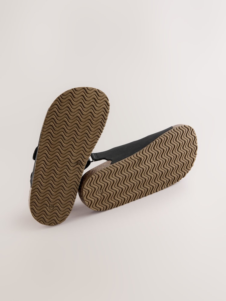 Black Wide Fit (G) Double Buckle Cushioned Footbed Sandals - Image 3 of 5