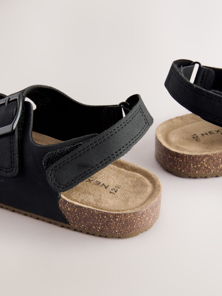 Black Wide Fit (G) Double Buckle Cushioned Footbed Sandals - Image 5 of 5