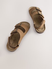 Tan Brown Wide Fit (G) Double Buckle Cushioned Footbed Sandals - Image 3 of 6