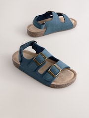 Blue Standard Fit (F) Double Buckle Cushioned Footbed Sandals - Image 1 of 5