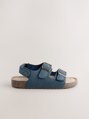 Blue Standard Fit (F) Double Buckle Cushioned Footbed Sandals - Image 2 of 5