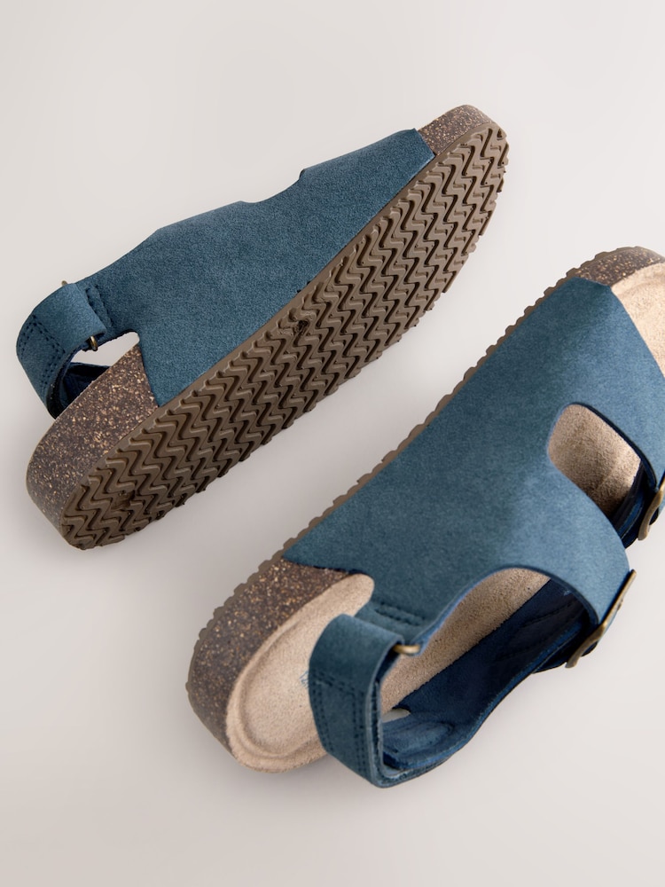 Blue Standard Fit (F) Double Buckle Cushioned Footbed Sandals - Image 5 of 5