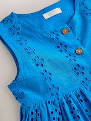 Blue Broderie Sleeveless Pocket Summer Dress (3mths-8yrs) - Image 7 of 8