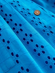 Blue Broderie Sleeveless Pocket Summer Dress (3mths-8yrs) - Image 8 of 8