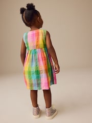 Rainbow Check Sleeveless Pocket Summer Dress (3mths-8yrs) - Image 3 of 7
