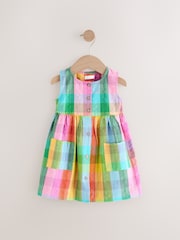 Rainbow Check Sleeveless Pocket Summer Dress (3mths-8yrs) - Image 4 of 7