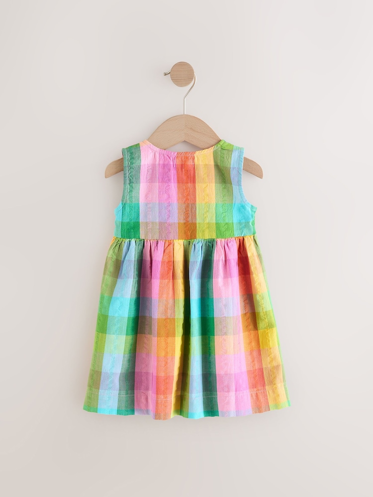 Rainbow Check Sleeveless Pocket Summer Dress (3mths-8yrs) - Image 5 of 7