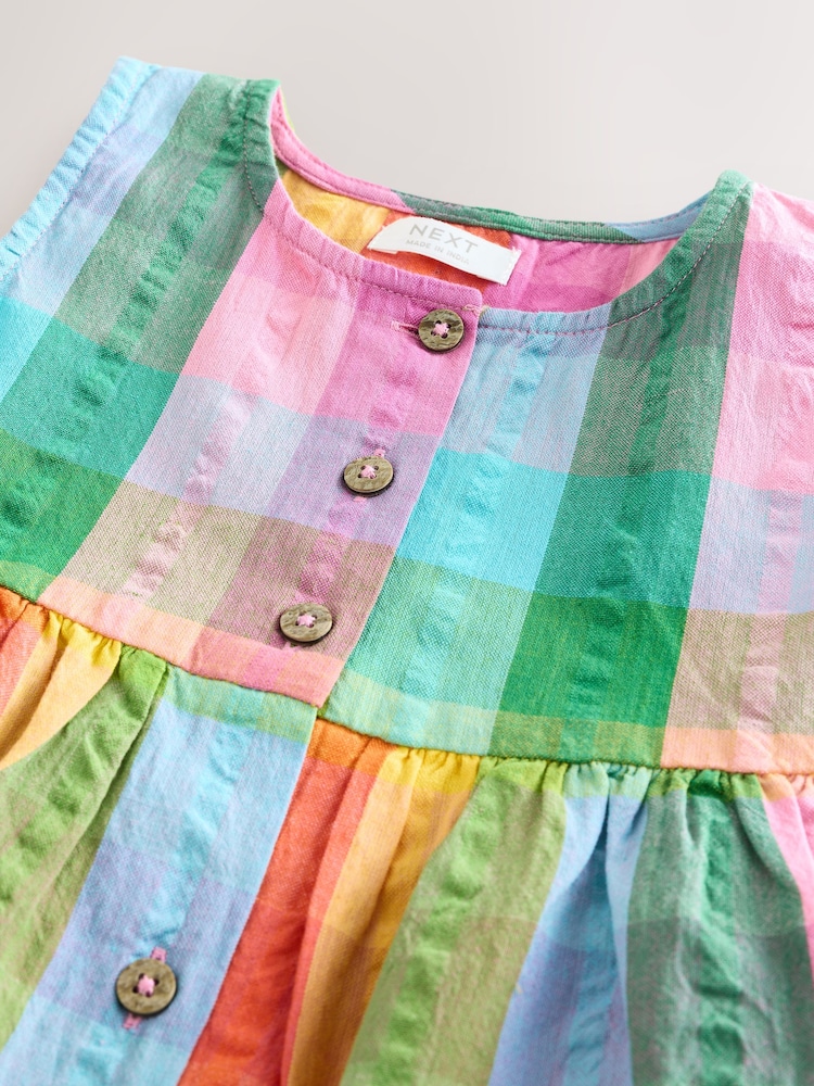 Rainbow Check Sleeveless Pocket Summer Dress (3mths-8yrs) - Image 6 of 7