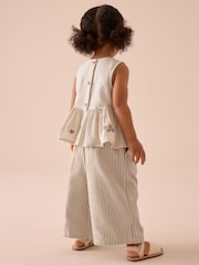 Ecru Cream Embroidered Blouse and Trousers Co-ord Set (3mths-8yrs) - Image 3 of 8