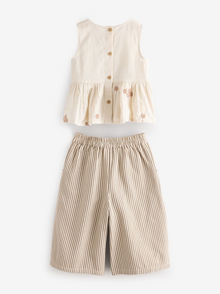 Ecru Cream Embroidered Blouse and Trousers Co-ord Set (3mths-8yrs) - Image 6 of 8