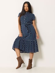M&Co Petite Dobby Short Sleeve Shirt Dress - Larawan 3 ng 6
