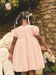 Pink Embroidered Mesh Dress (3mths-8yrs) - Image 2 of 10