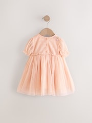 Pink Embroidered Mesh Dress (3mths-8yrs) - Image 6 of 10
